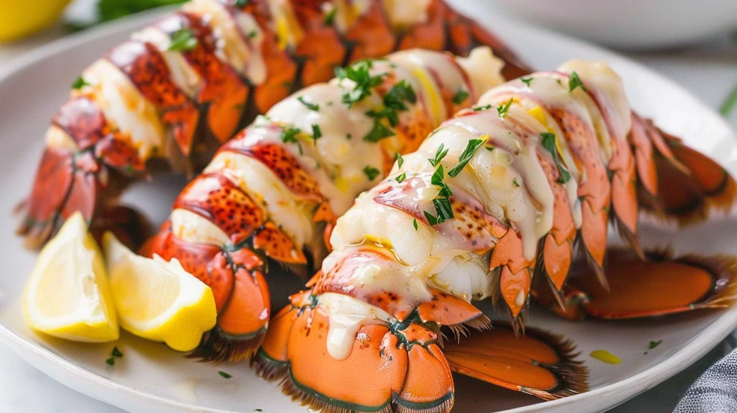 Broiled Lobster Tails With Garlic Cream Sauce