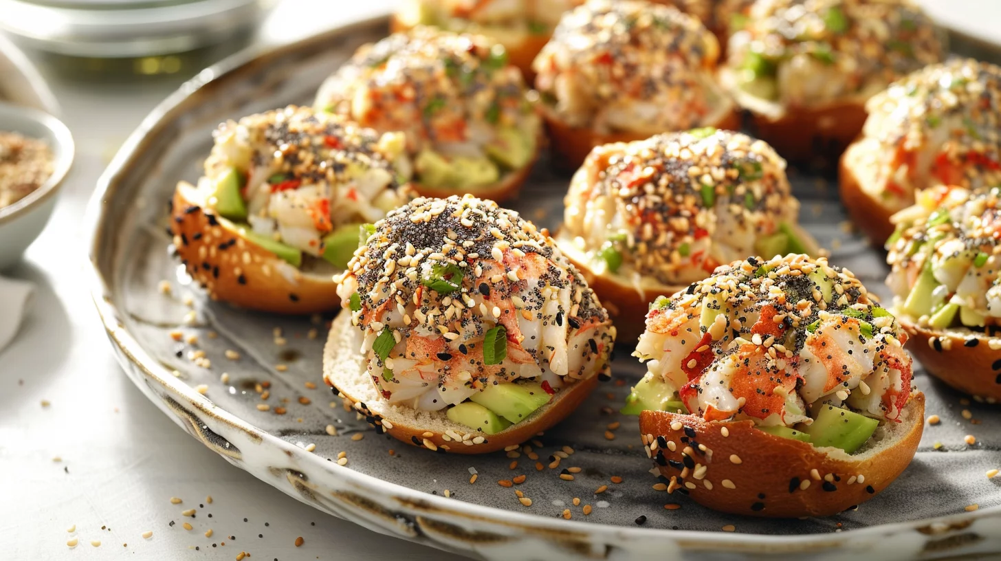 Crab and Avocado Stuffed Everything Bagel Bombs