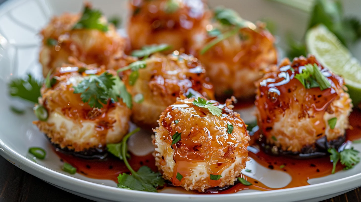 Crab Rangoon Cheesecake Bites With Sweet Chili Glaze