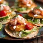 Crabby Shrimp Pancake Tostada Stacks