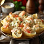 Creamy Shrimp and Crab Stuffed Shells With Alfredo Sauce