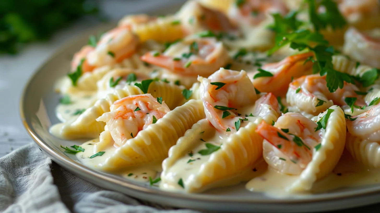 Creamy Shrimp and Crab Stuffed Shells With Alfredo Sauce