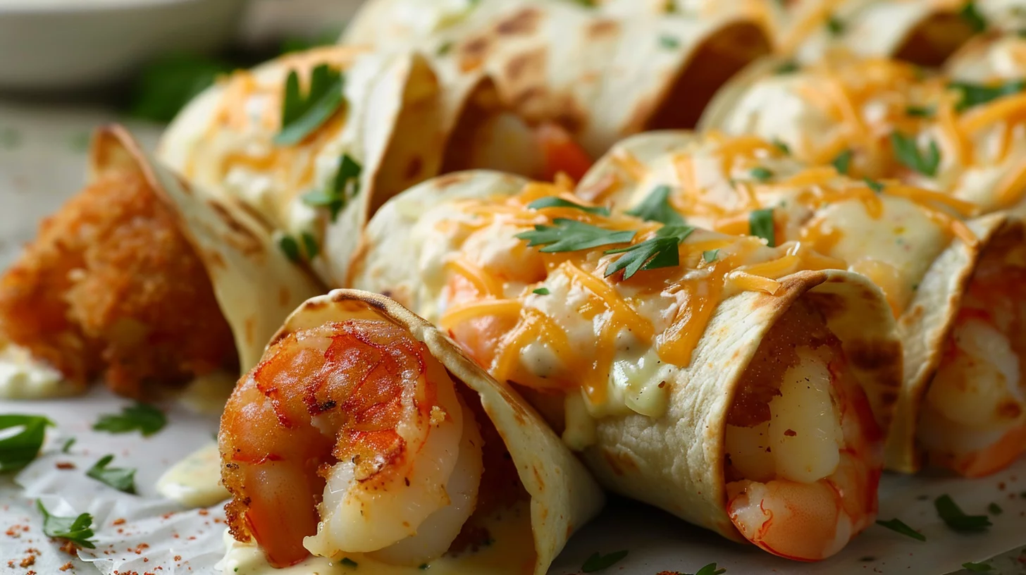 Crispy Shrimp Alfredo Burrito Bites