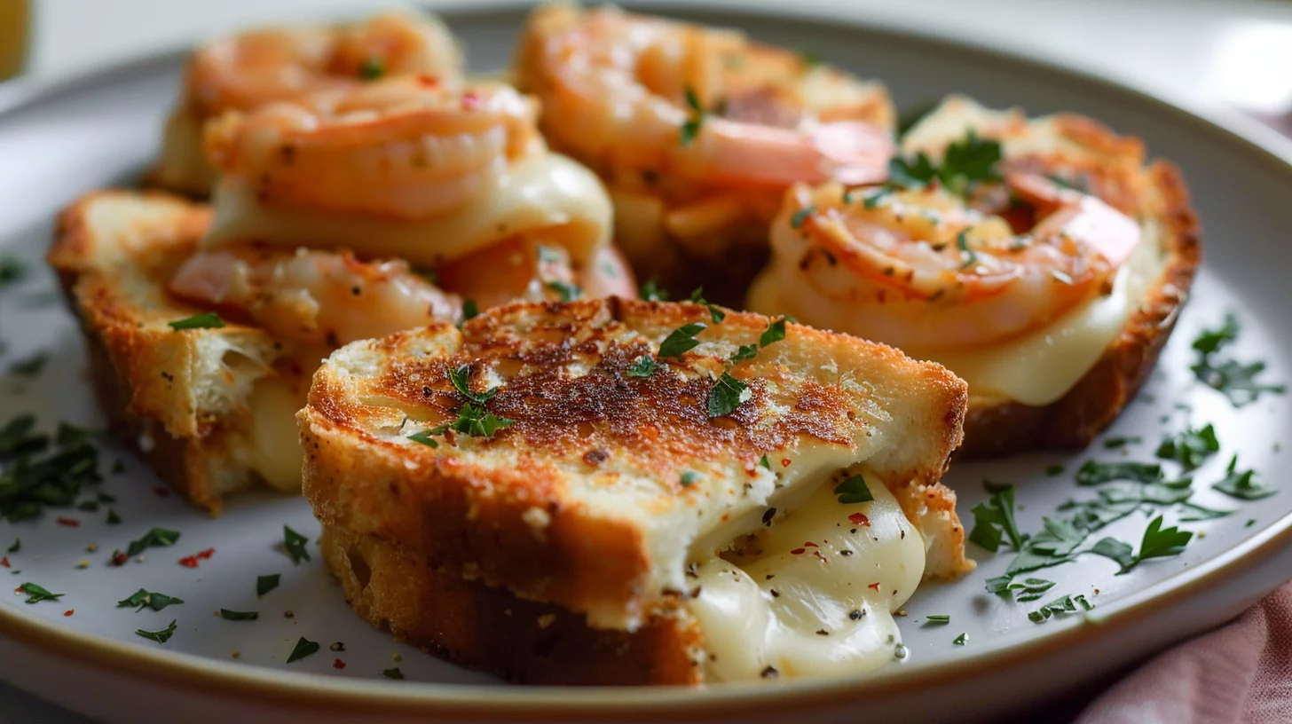 Crispy Shrimp Alfredo-stuffed Grilled Cheese Bombs