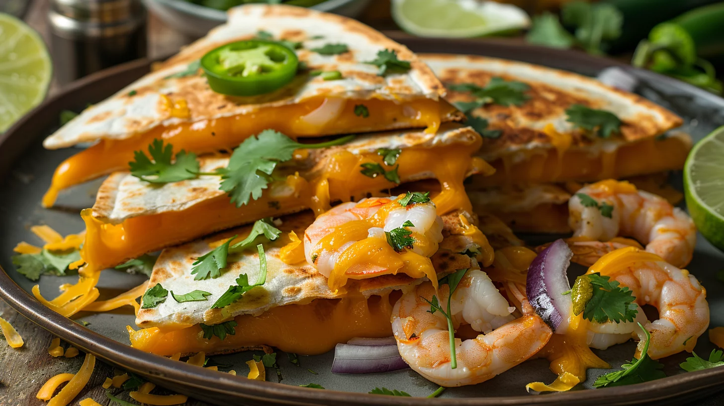 Crispy Shrimp and Cheese Bomb Quesadillas