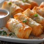 Crispy Shrimp and Crab Cheese Bomb Spring Rolls With Garlic Dip