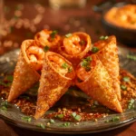 Crispy Shrimp Wonton Cones With Spicy Crab Dip