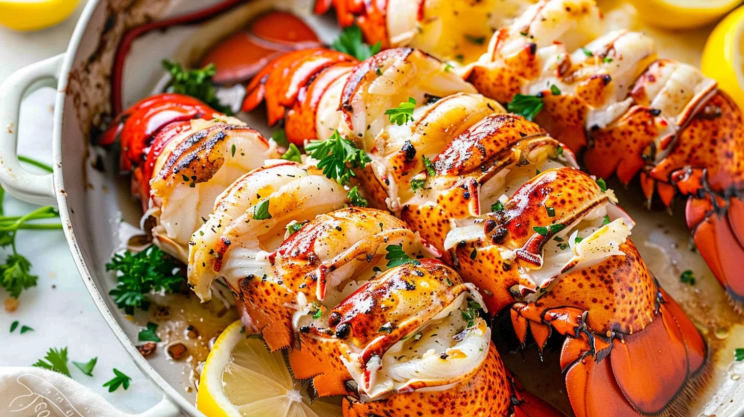 Garlic Butter Lobster Tails In Skillet
