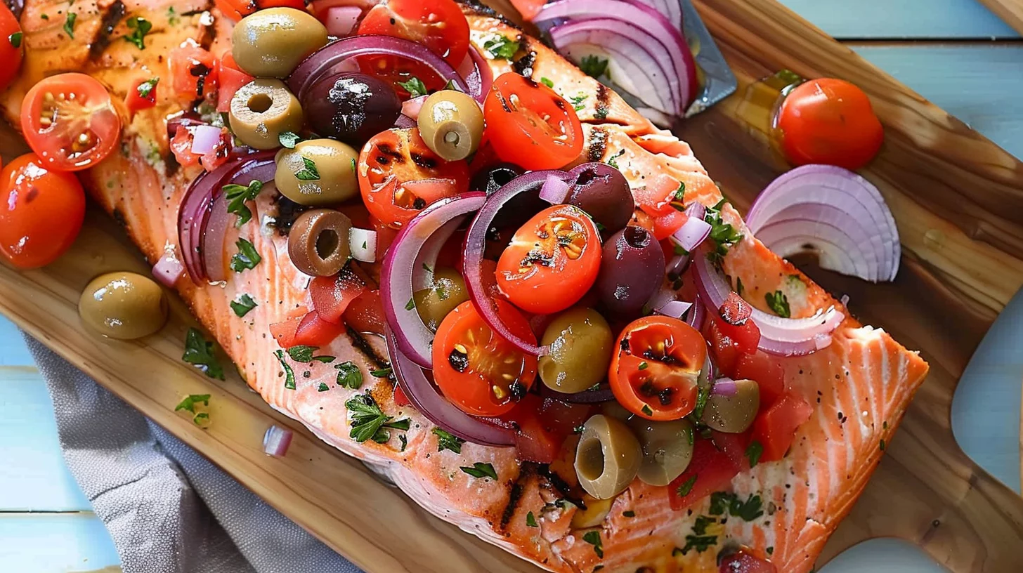 Grilled Mediterranean Cedarplank Salmon