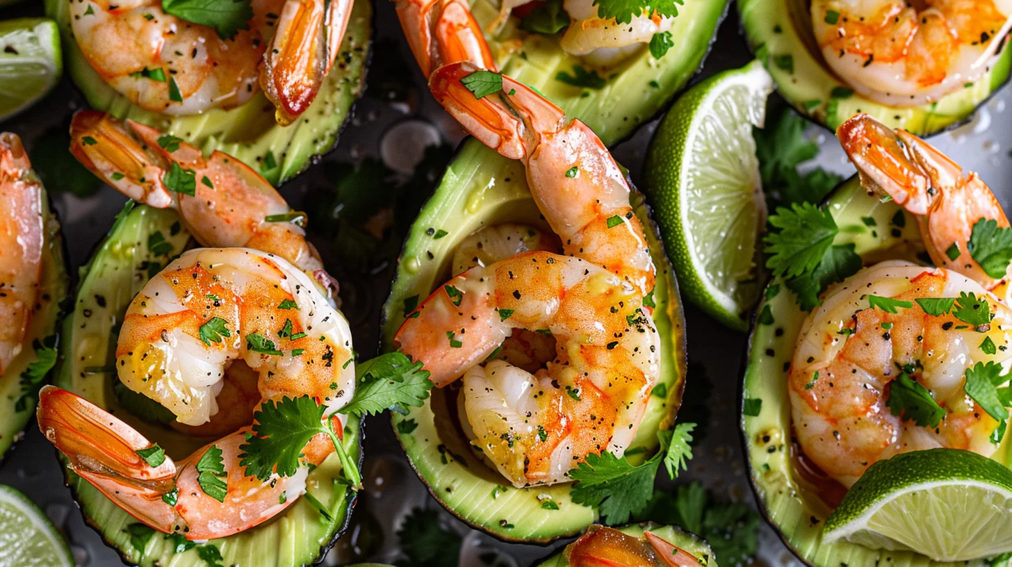 Honey Sriracha Shrimp Stuffed Avocado Boats
