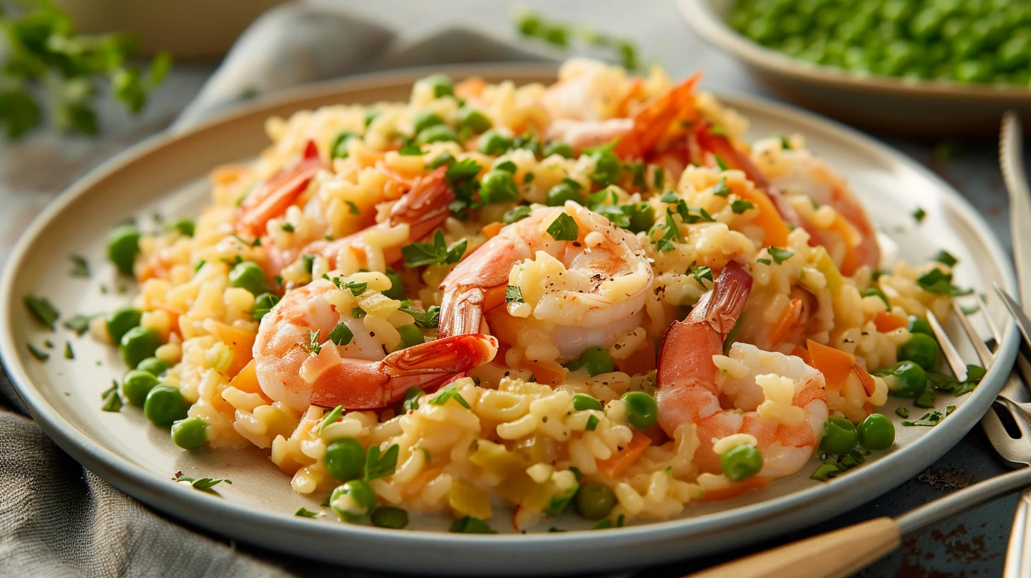 Seafood Risotto With Peas