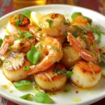 Seared Scallops and Shrimp In Garlic Lemon Butter