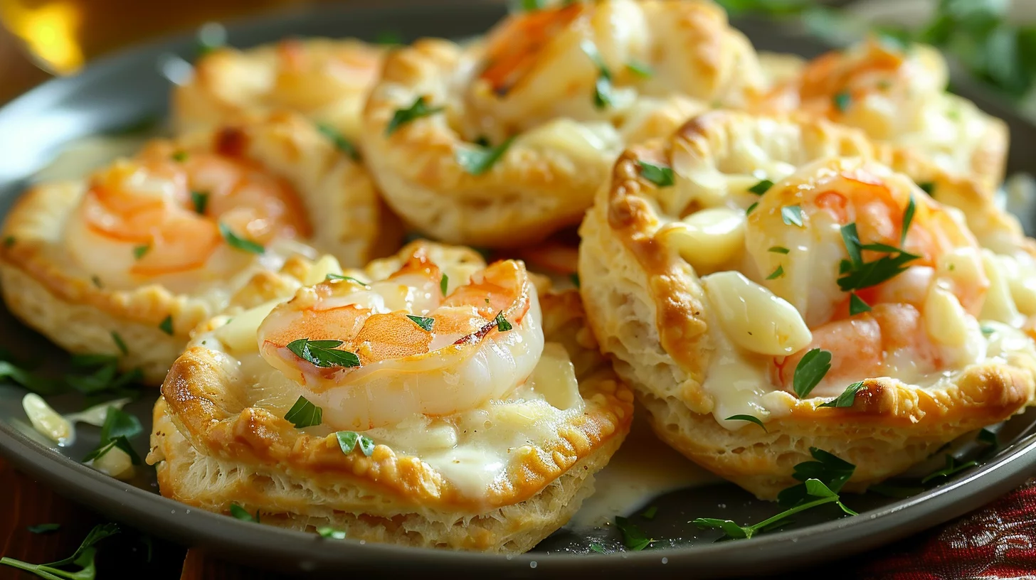 Shrimp Alfredo Garlic Biscuit Pockets With Melty Center