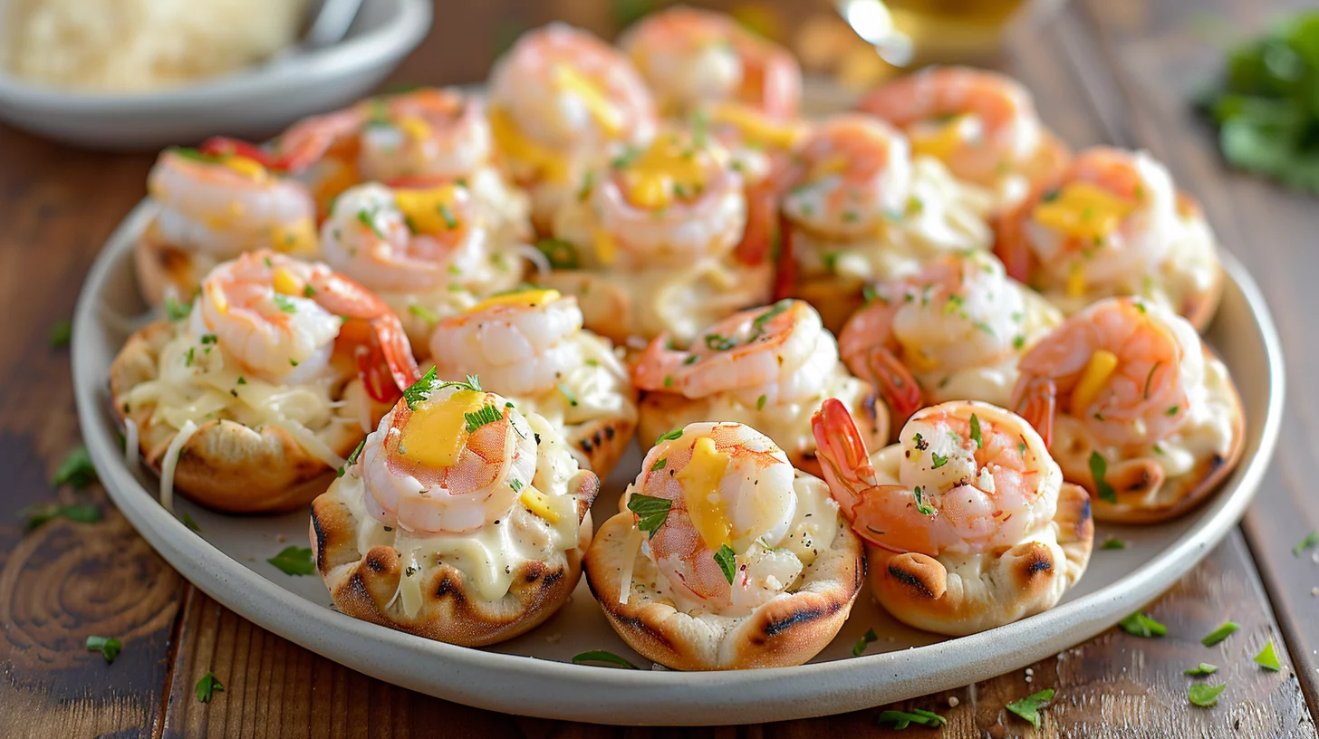 Shrimp Alfredo Pita Bombs With Cheddar Cream Center