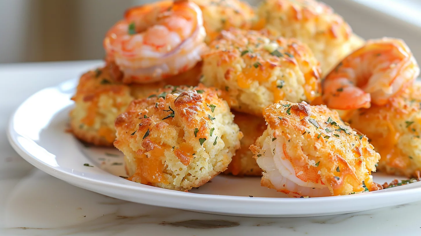 Shrimp and Cheddar-stuffed Garlic Scone Bombs