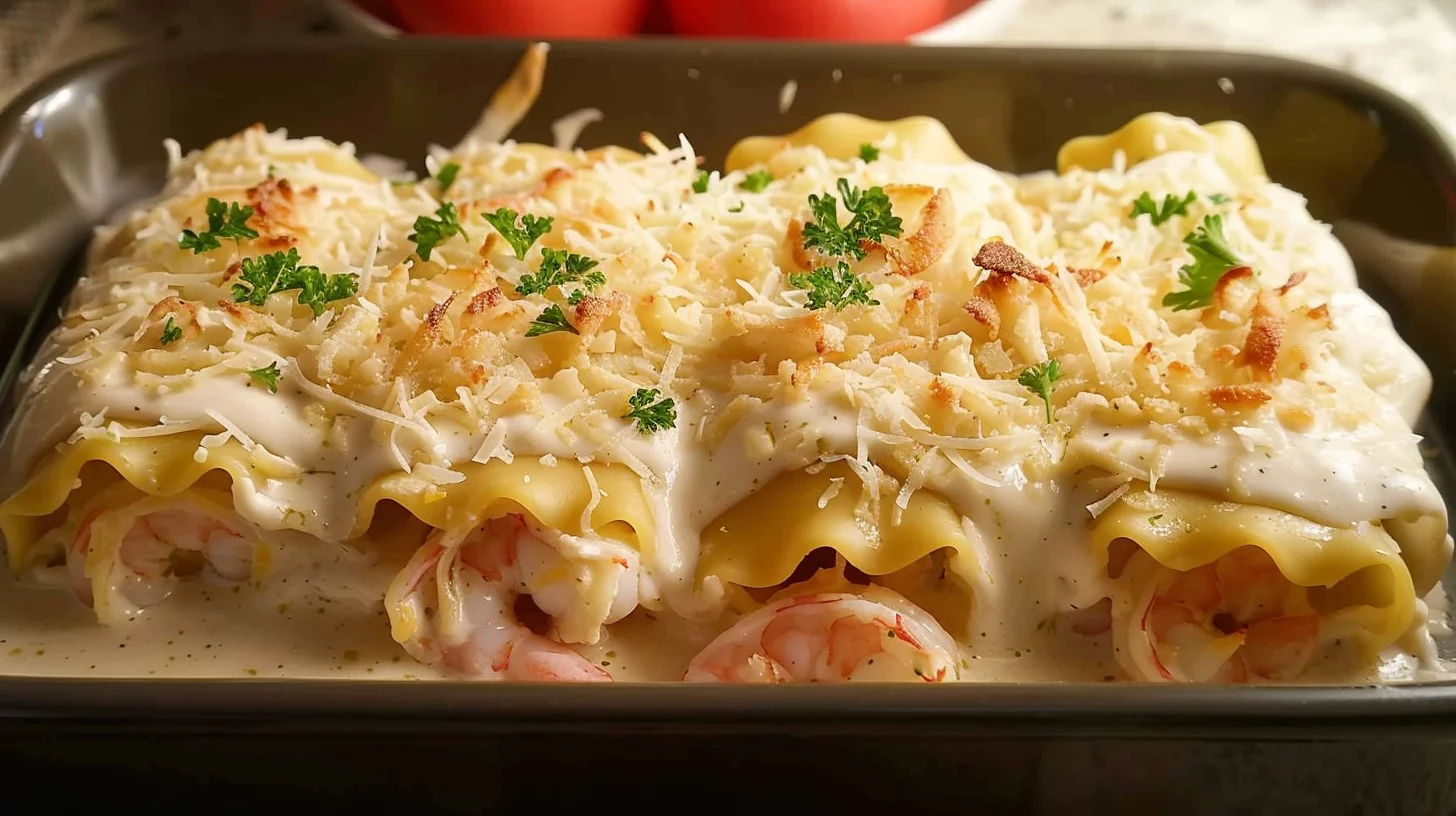 Shrimp and Crab Alfredo Lasagna Roll-ups