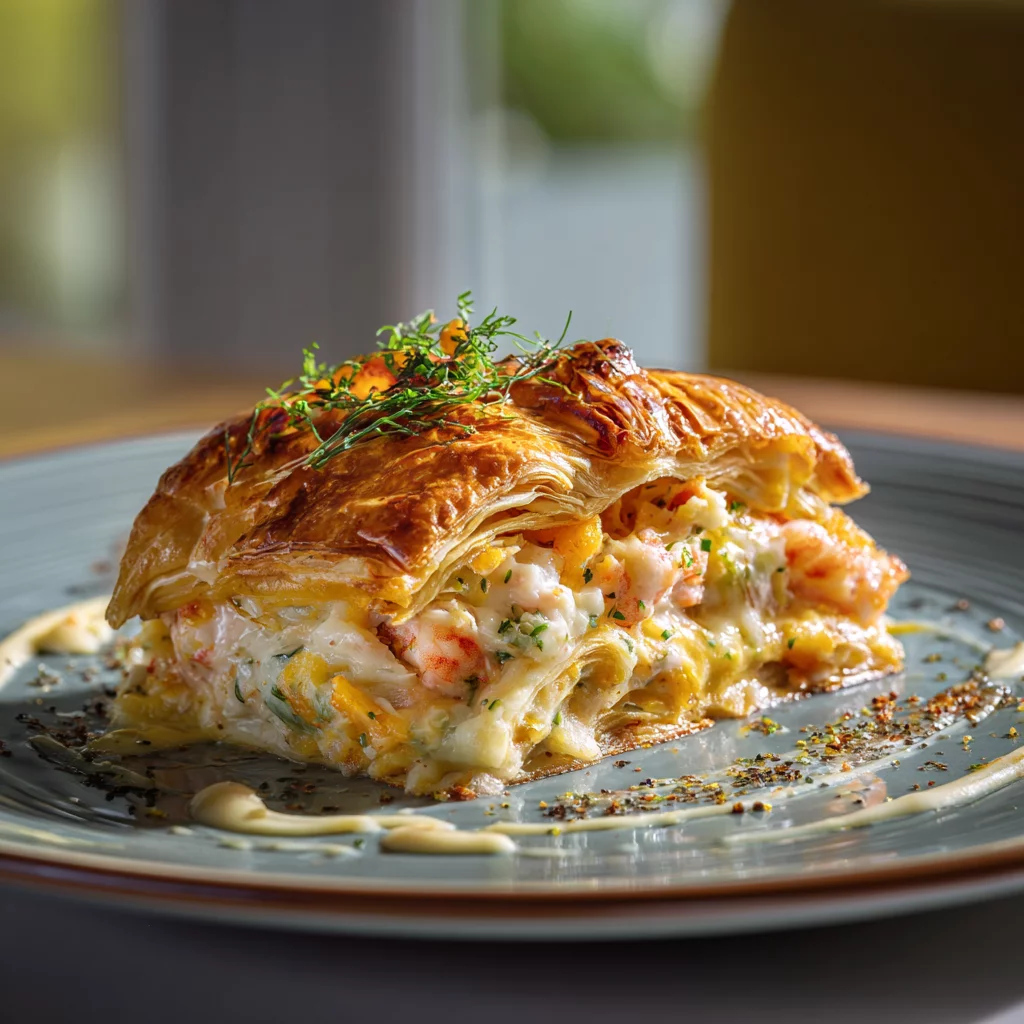 Shrimp and Crab Croissant Lasagna With Cheesy Layers
