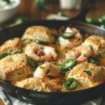 Shrimp and Crab Nacho Biscuit Skillet