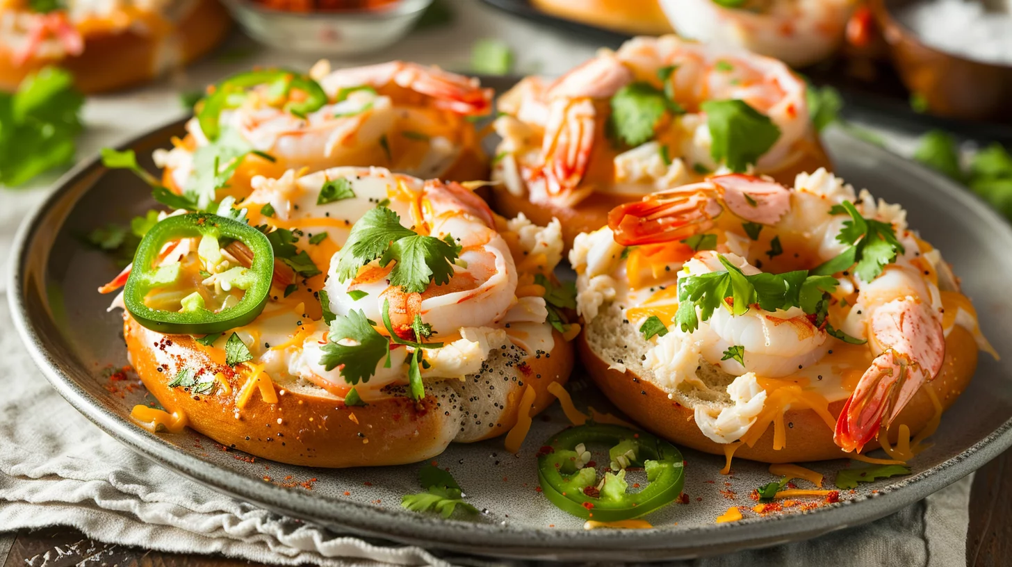 Shrimp and Crab Nacho Bomb Bagels