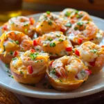 Shrimp and Crab Toast Bomb Cups With Creamy Ranch Swirl