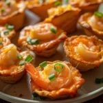 Shrimp Nacho Cheddar Biscuit Cones With Spicy Queso Core