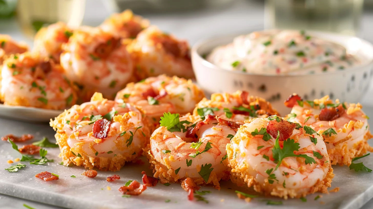 Shrimp Nacho Crunch Pizza Rolls With Bacon Cream Dip
