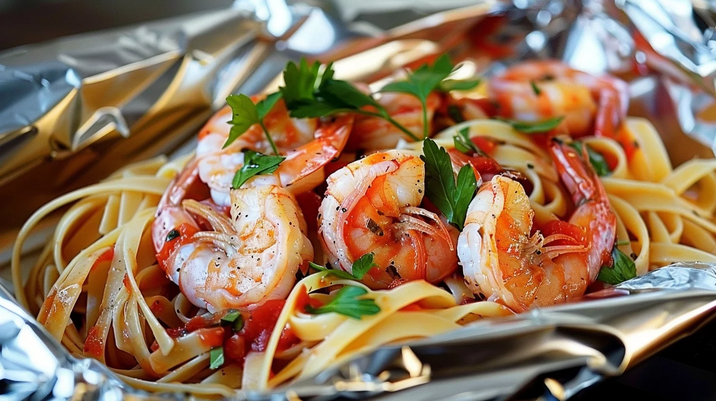 Shrimp Pasta In Foil Packet
