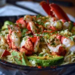 Avocado Stuffed With Lobster Tail and Orzo Salad