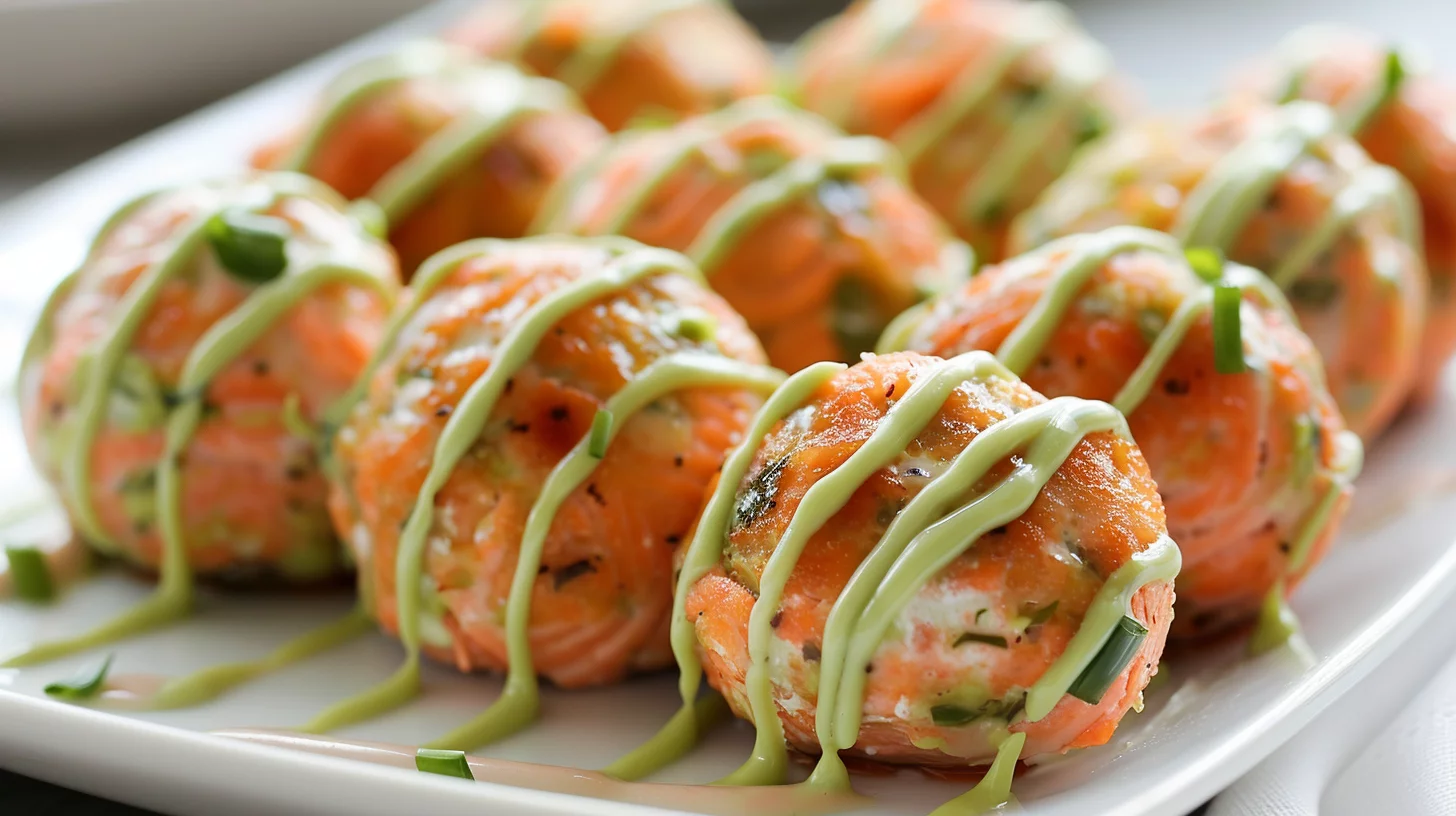 Baked Salmon Meatballs With A Tangy Avocado Sauce