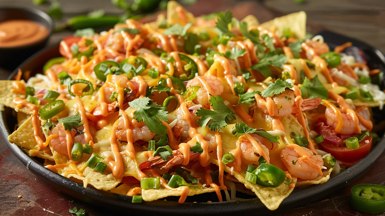 Bang Bang Shrimp Loaded Nachos With Sriracha Crema