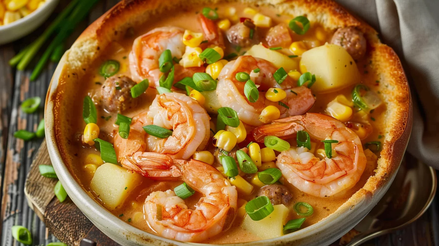 Cajun Shrimp and Andouille Corn Chowder Bread Bowls