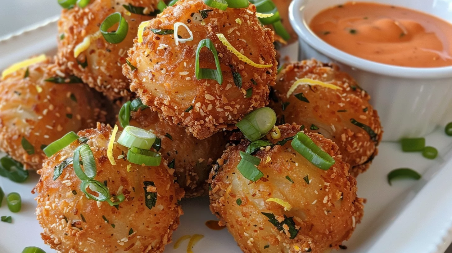 Crab-stuffed Hush Puppies With Remoulade Dipping Sauce
