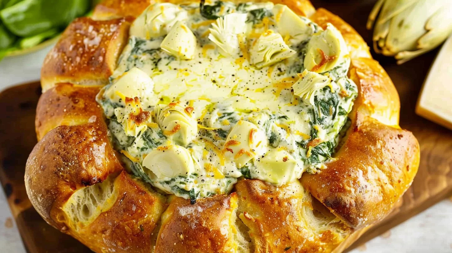 Crabby Spinach Artichoke Dip Bread Bowls