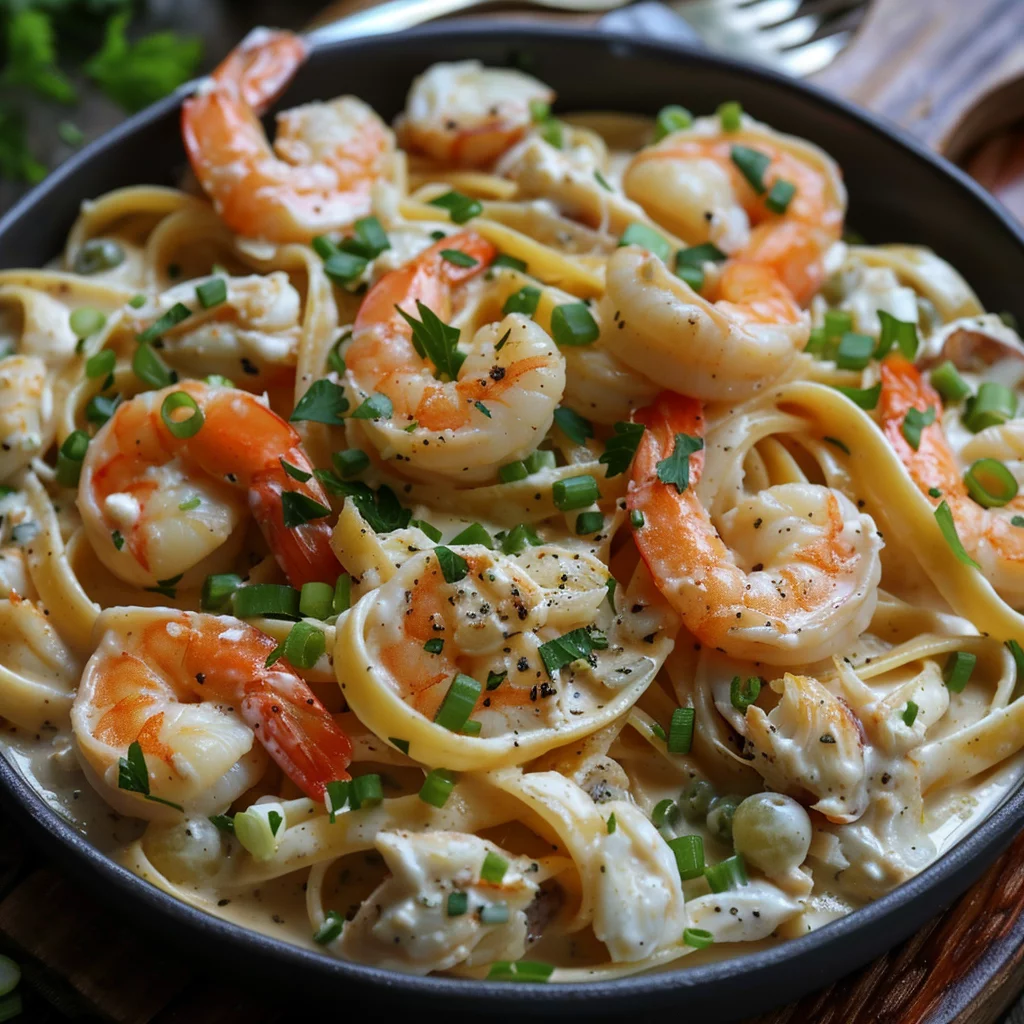 Creamy Cajun Seafood Alfredo With Shrimp and Crab