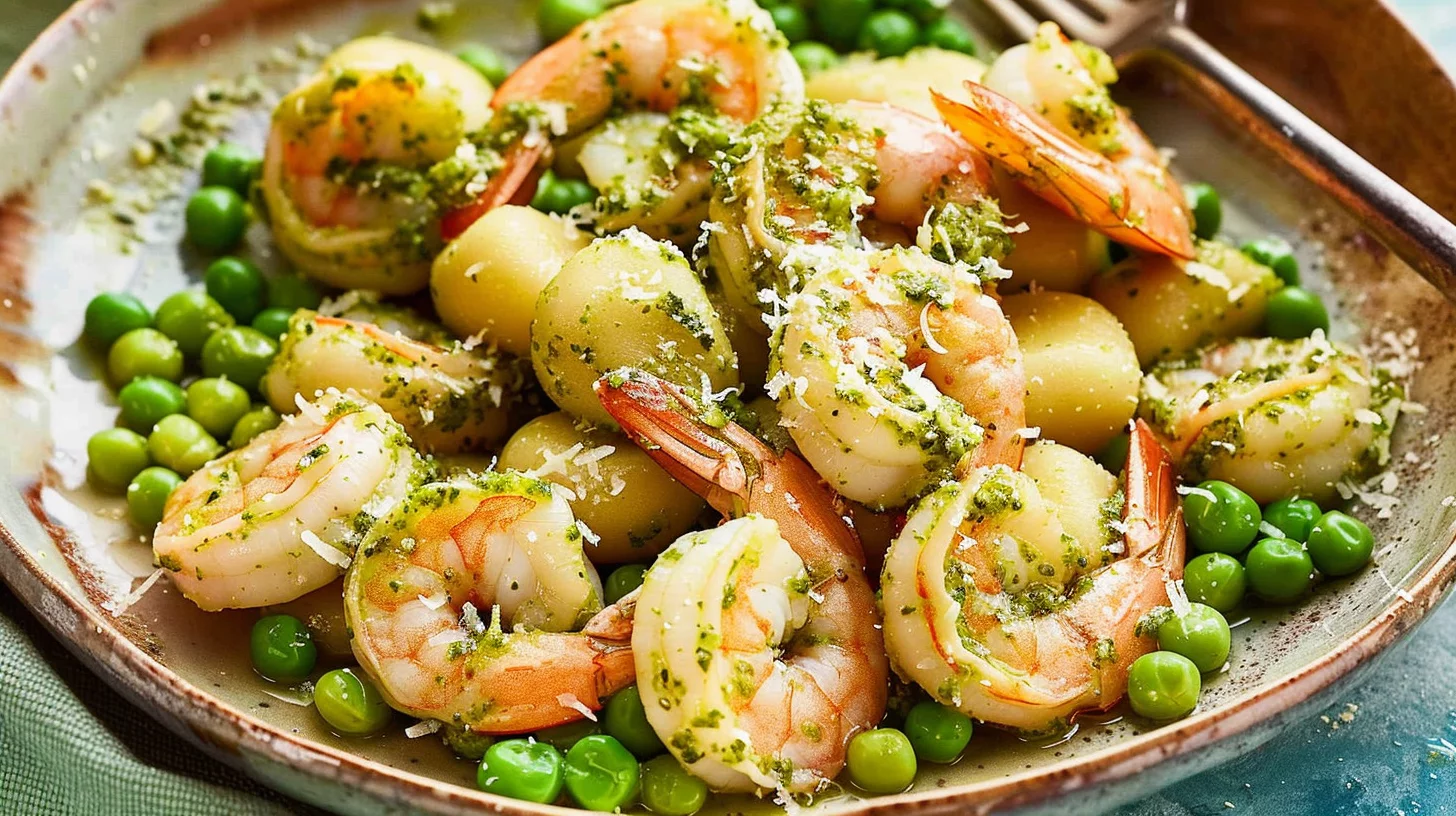 Creamy Pesto Shrimp With Gnocchi and Peas