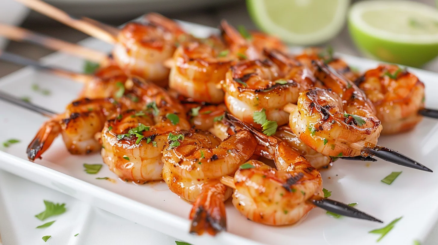 Firecracker Shrimp Skewers With Garlic Chili Glaze