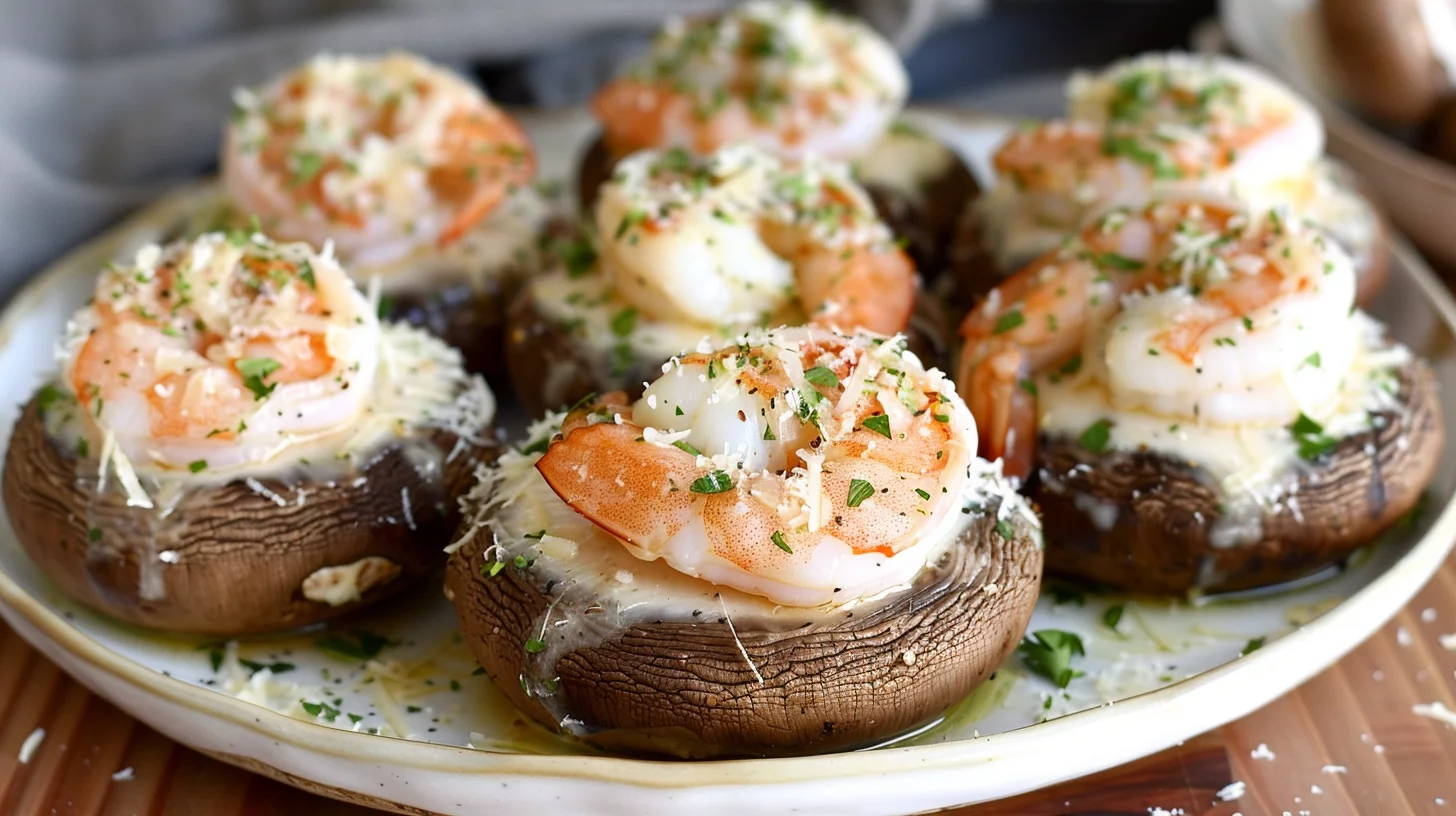 Garlic Butter Shrimp Stuffed Mushroom Caps
