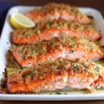 Garlic Knot Salmon With Buttery Breadcrumb Topping