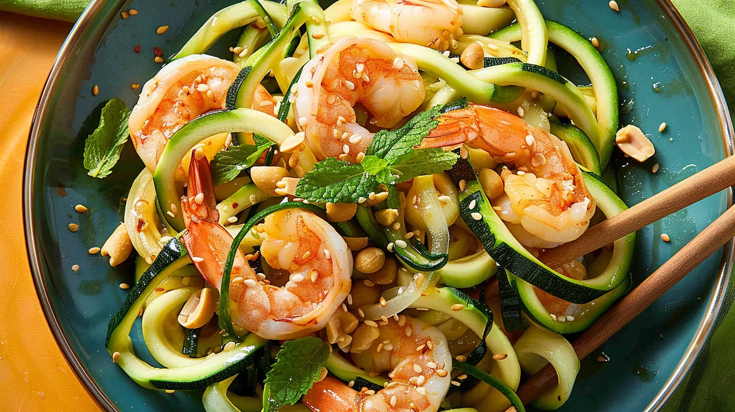 Ginger Soy Zucchini Noodles With Shrimp
