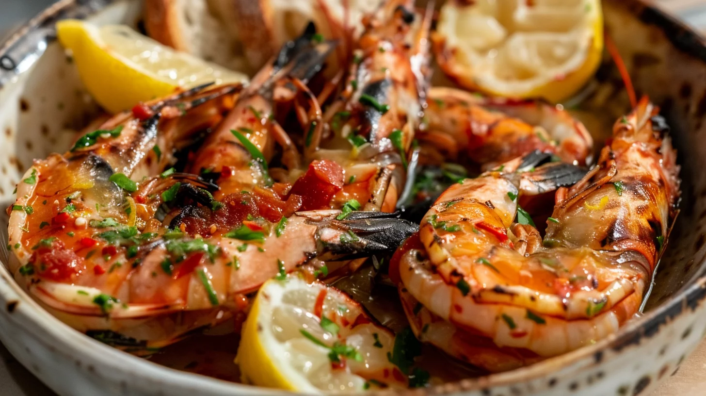 Grilled Prawns With Garlic Lemon and Chilli