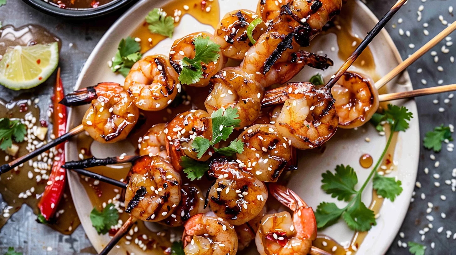 Honey Garlic Korean Bbq Grilled Shrimp