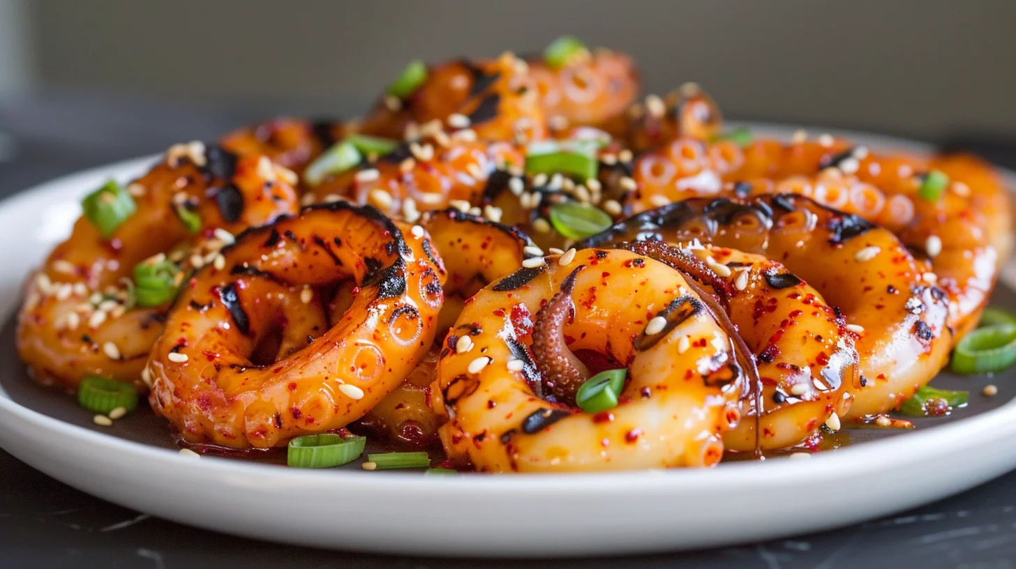 Korean Gochujang Glazed Grilled Squid