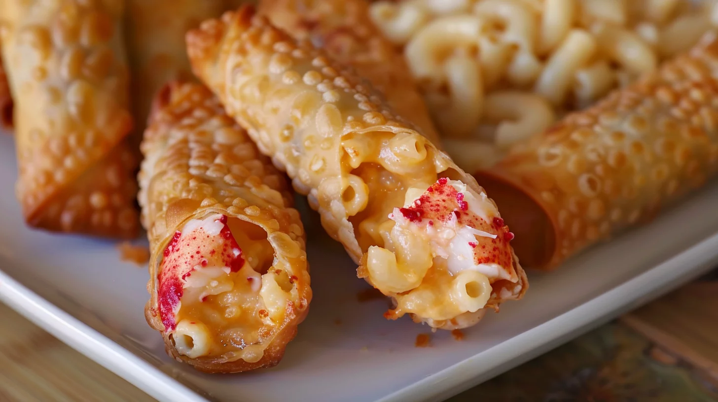 Lobster Bisque Mac and Cheese Egg Roll Bites