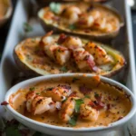 Lobster Bisque Stuffed Potato Skins With Bacon Bits