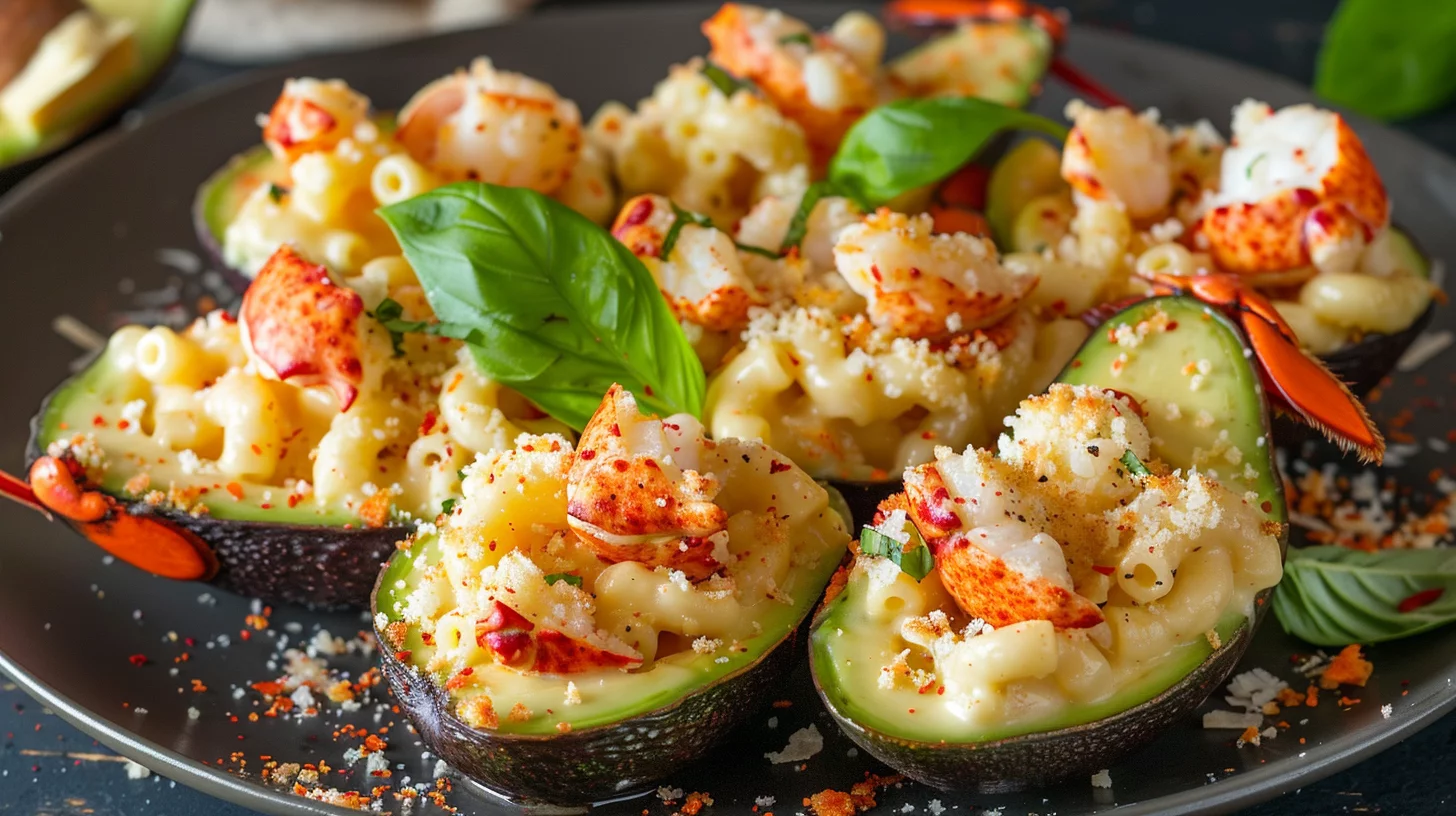 Lobster Mac and Cheese Stuffed Avocado Bombs