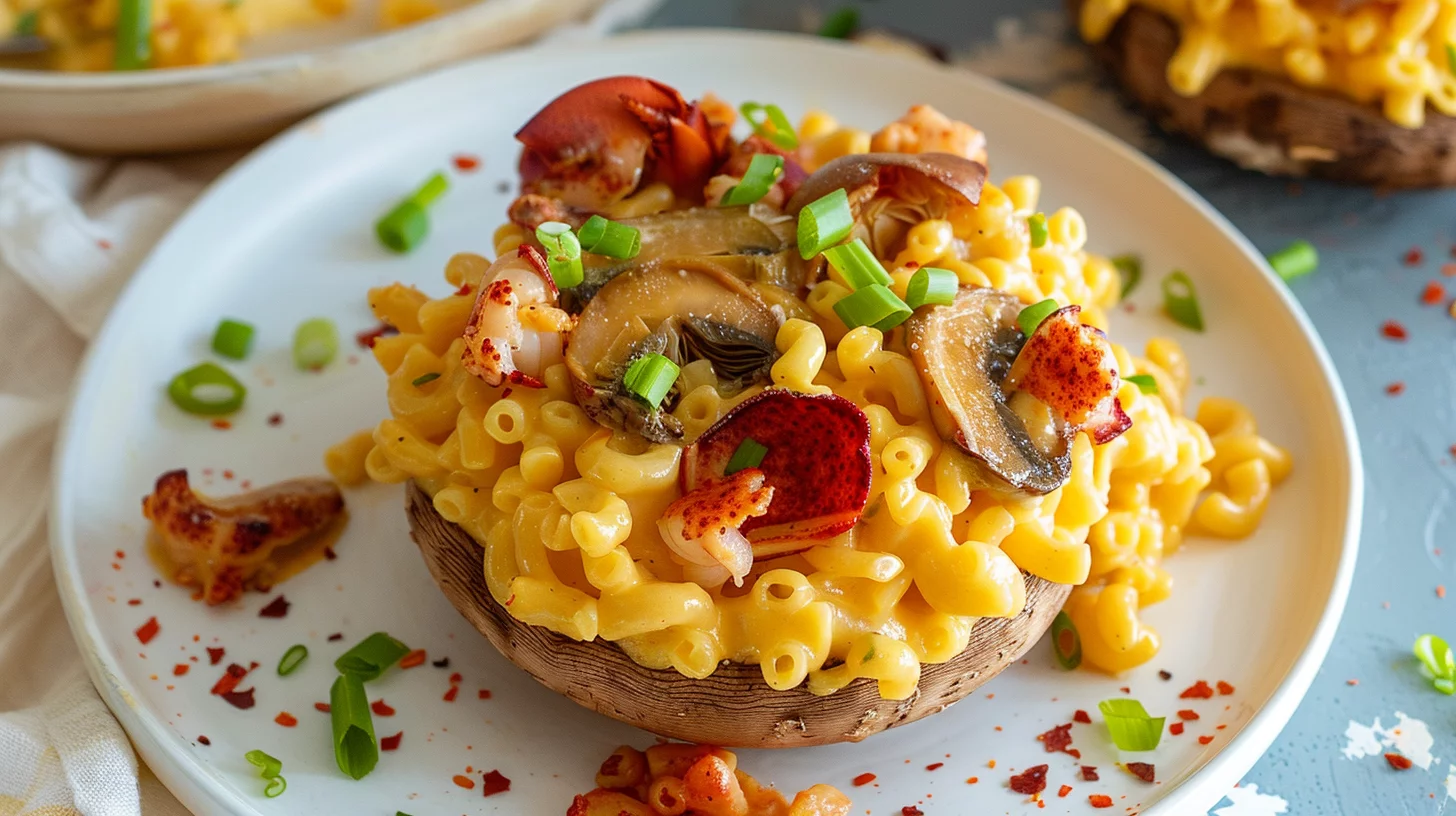Lobster Mac and Cheese Stuffed Mushroom Caps