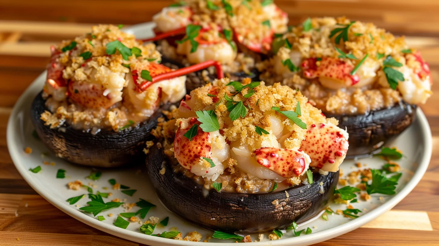 Lobster Thermidor Stuffed Portobello Mushrooms