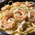 One Pot Seafood Alfredo Pasta Shrimp Crab and Creamy Sauce