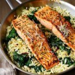 One Skillet Salmon With Lemon Orzo
