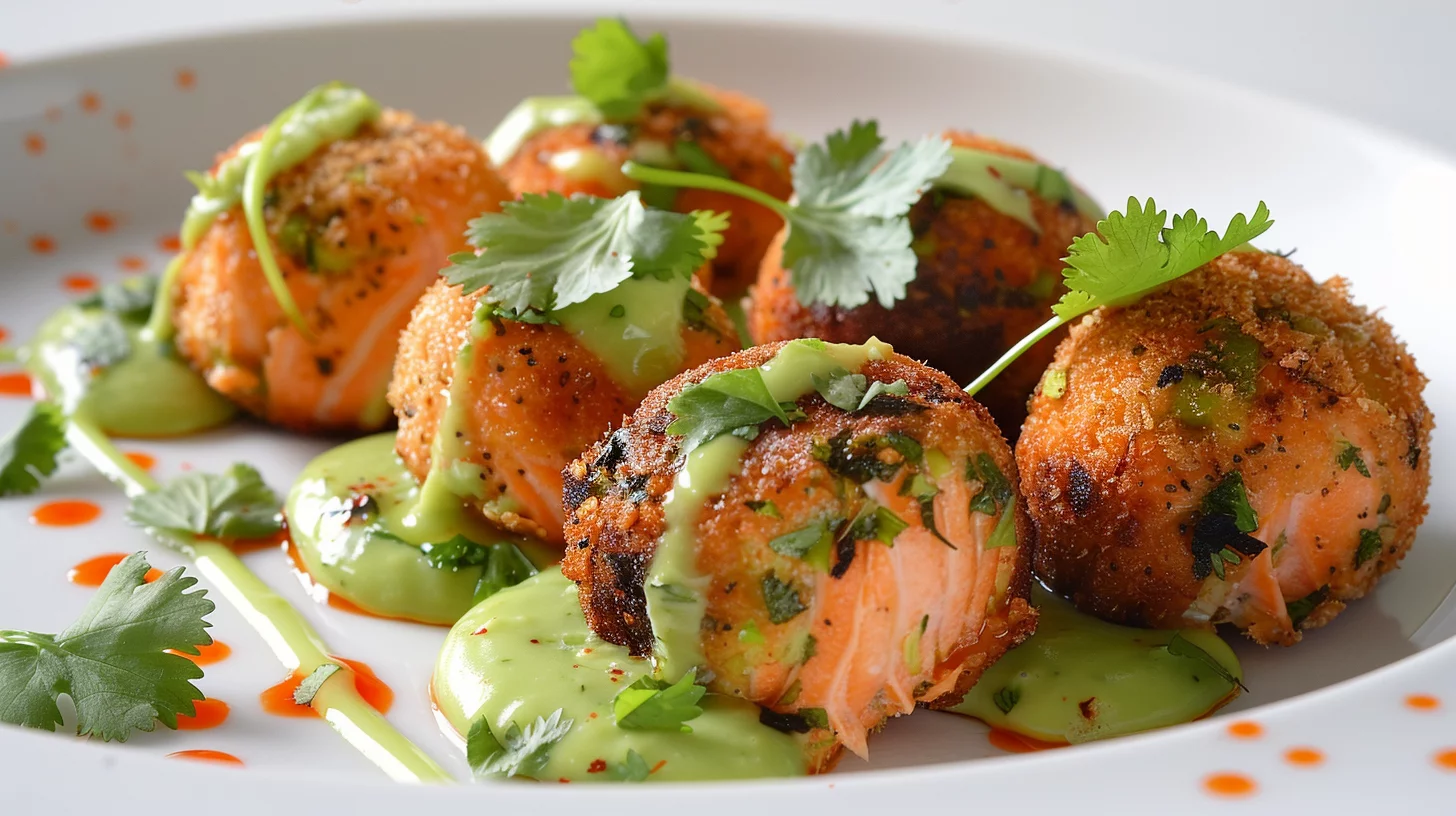 Salmon Balls With Creamy Avocado Sauce